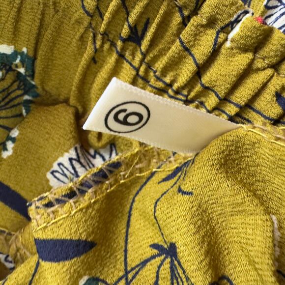 Bei Sen Boho Hippie Floral Pleated Cropped Wide Leg Pants Culottes Women's SZ 6 - Picture 4 of 5